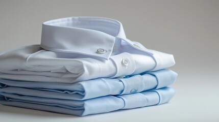 Poster - Stack of White and Blue Dress Shirts with Buttons