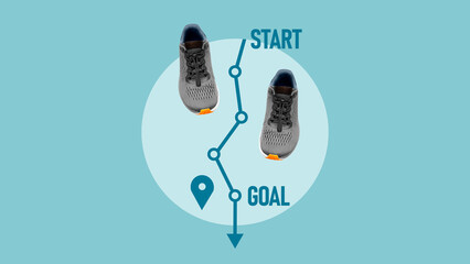 Poster - Reaching the goal in the New Business and Arrow Sign to the Directing. Business Process concept