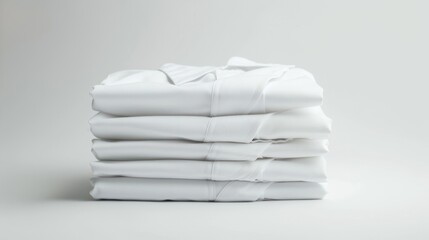 Wall Mural - A Stack of Folded White Dress Shirts on a White Background