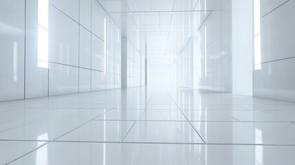 Poster - Bright and Glossy Ceramic Floor Tiles in Modern Space