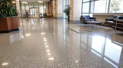 Poster - Polished Granite Floor with Reflective Tiles