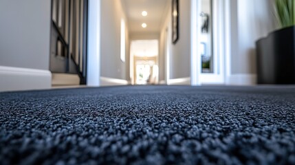 Wall Mural - Close-up of dark carpet flooring in a modern hallway 