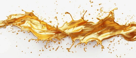 Golden Liquid Splash on White Background