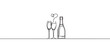 © Hanna - Continuous one line drawing of champagne bottle and glasses. vector illustration