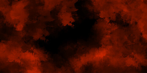 Wall Mural - Red steam on a black background smoke rising mist or smog brush effect grunge texture.	 Black red abstract background with copy space for design. Overlays fog isolated on black background. 