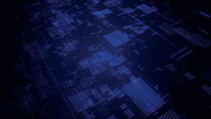Poster - Abstract techno background. 3d technological composition. Information technology concept. Digital cyberspace with particles. 3d vector illustration.