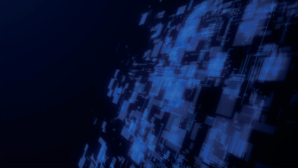 Poster - Abstract techno background. 3d technological composition. Information technology concept. Digital cyberspace with particles. 3d vector illustration.