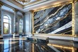 © Four888 - Luxury Panoramic Background with Gold, Black, and White Marble Design for Elegant Interiors