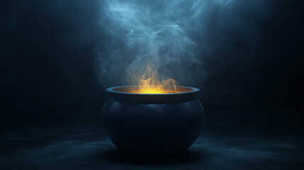 Cauldron with potion, created with Generative AI technology