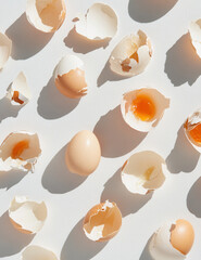 broken eggshells with yolk