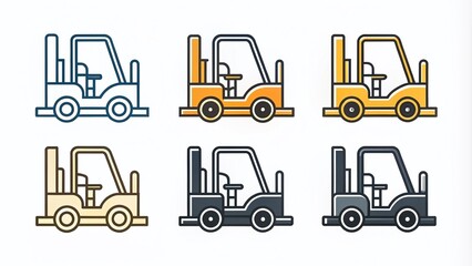 Poster - Minimalist Forklift Truck Icons: Vector Illustrations in Two Colors for Web and Mobile UI