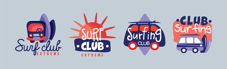 Sticker - Extreme Surf Club Badge and Logo Design Vector Set