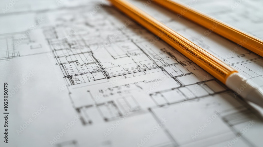 Architectural Blueprint for Modern Home Design, intricate technical ...
