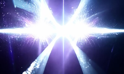 Poster - Abstract light show with white star surrounded by blue purple.