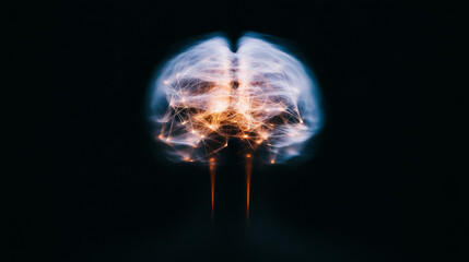 Abstract image of a brain with glowing lights.