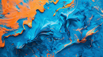 Wall Mural - Fluorescent blue blending into electric orange with a fine, sandy grain texture.