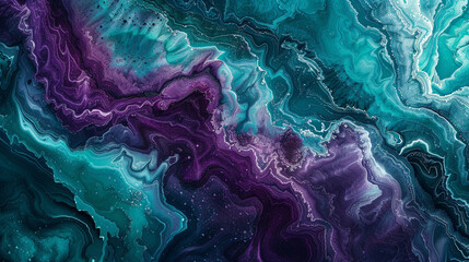 Wall Mural - psychedelic turquoise merging into vivid violet with a noisy, grainy texture
