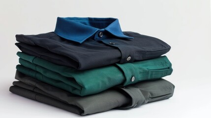 Canvas Print - Stack of Folded Dress Shirts in Blue, Black, Green, and Grey