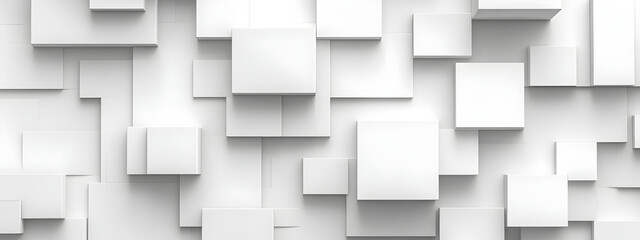 Poster - Abstract 3D White Cubes Pattern