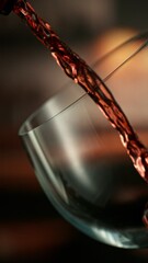Poster - Super Slow Motion of Pouring White Wine into Glass. Filmed on High Speed Cinema Camera, 1000 fps. Blur Industrial Interior on Background. Vertical Aspect Ratio.