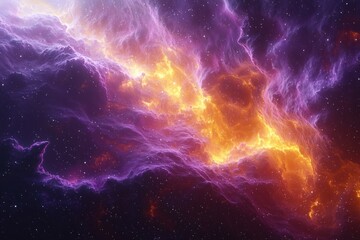 Wall Mural - vibrant cosmic nebula with fiery clouds of gas and glowing stars in deep space, showcasing the beaut