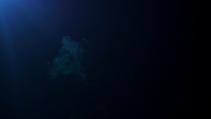 Wall Mural - blue beams of light illuminate the foggy darkness.