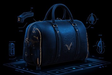 Poster - Minimalist depiction of a travel duffel bag, with just a few essential lines showing its structure, focusing on the bagâ€™s core design elements