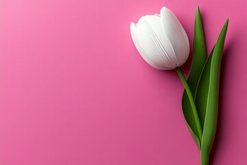 Poster - Minimalist illustration of a single Tulip, with clean lines and soft pastel colors, representing the simplicity and elegance of springâ€™s arrival