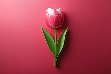 Poster - Minimalist illustration of a single Tulip, with clean lines and soft pastel colors, representing the simplicity and elegance of springâ€™s arrival