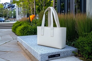 Poster - Minimalist outline of a simple tote bag, with clean lines and subtle detailing, focusing on the functionality and simplicity of the design