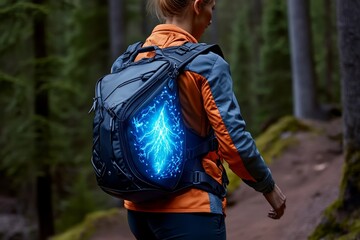 Poster - A magical fanny pack that expands into a full-size adventure bag, glowing with ethereal light as it transforms, perfect for a fantasy adventurer setting out on an epic journey