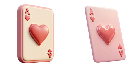 Poster - pair of 3d playing cards featuring ace of hearts design, showcasing heart symbol prominently. cards 