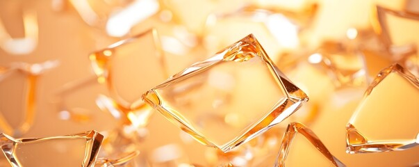 Poster - glowing glass shards on reflective surface - captivating chaos of light and sharp edges in artistic 
