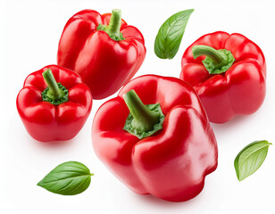 Fresh red pepper on white background, isolated.