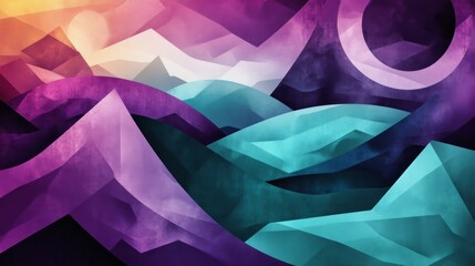 Highly detailed digital abstract geometric wallpaper, purple, dark blue. color gradient