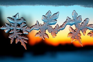 Aufkleber - Minimalist silhouette of frost on a window, with abstract, flowing lines representing the delicate, icy patterns in a clean, simple composition