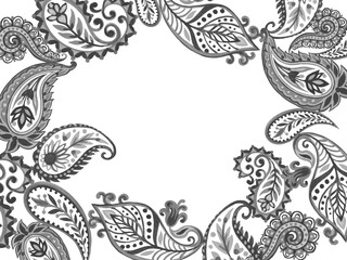 Wall Mural - Classic Indian damask Paisley jacobean flower in decorative style