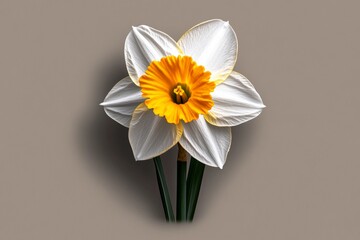 Poster - Simple outline of a Narcissus flower, with soft yellow and white shades on a plain background, capturing the beauty of this classic spring bloom in a minimalist style