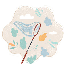 Cartoon vector illustration of butterfly net