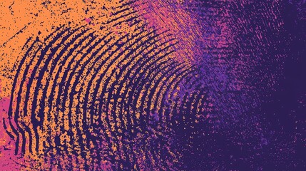 Aufkleber - A vibrant blend of orange and purple showcases an abstract fingerprint pattern, creating a striking visual with radiating lines and textured surfaces
