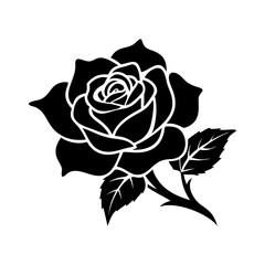 Rose silhouette vector art image isolated white background