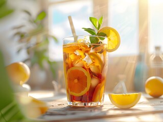 Wall Mural - Refreshing Iced Tea with Lemon