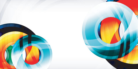 Poster - Bright colorful circles with light effects. Abstract background