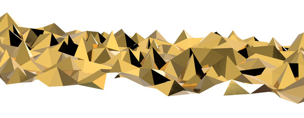 Poster - Abstract 3D render illustration,Surface gold crystal geometric triangle and Polygonal shapes template