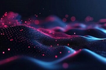 Poster - Abstract waves of vibrant colors and dots create a mesmerizing, digital landscape that evokes a sense of depth and movement.