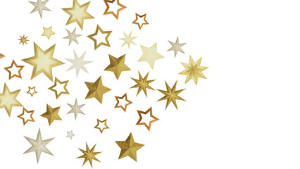 Aufkleber - A digital illustration of golden stars on a black background, showcasing a festive and celebratory theme.