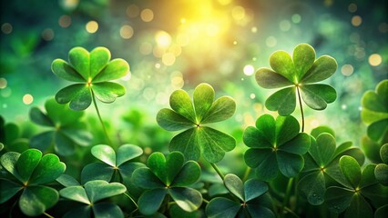 Poster - Shamrock Leaves in Tilt-Shift Style with Bokeh Effects for St. Patrick's Day Celebrations