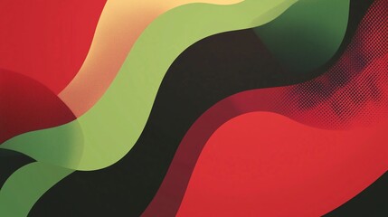Poster - Abstract wavy patterns in vibrant red, green, and black create a dynamic visual experience suited for modern art enthusiasts