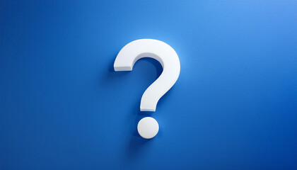 Fototapete - Question mark on blue background. 3D rendering. FAQ and QA. Problem solution.