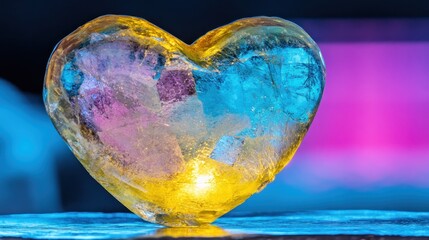 Aufkleber - A Colorful Ice Heart on a Blue and Purple Background